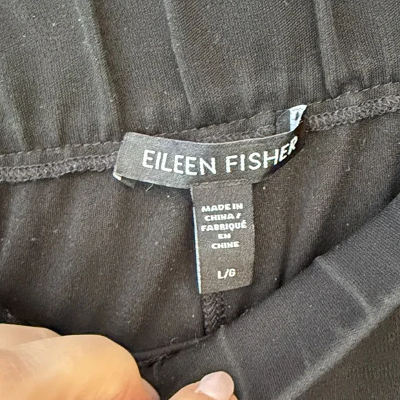 Eileen Fisher Black Cropped Silk Pants Pockets Size Large - Picture 3 of 9